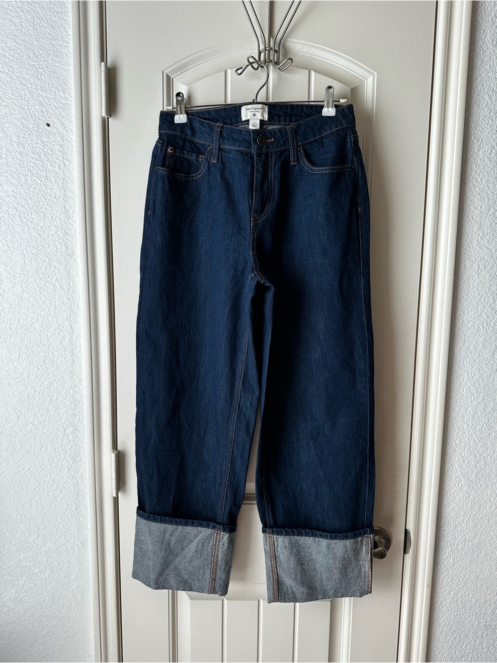 kate spade Blue Denim High-Rise Straight Leg CuffedJeans size 2